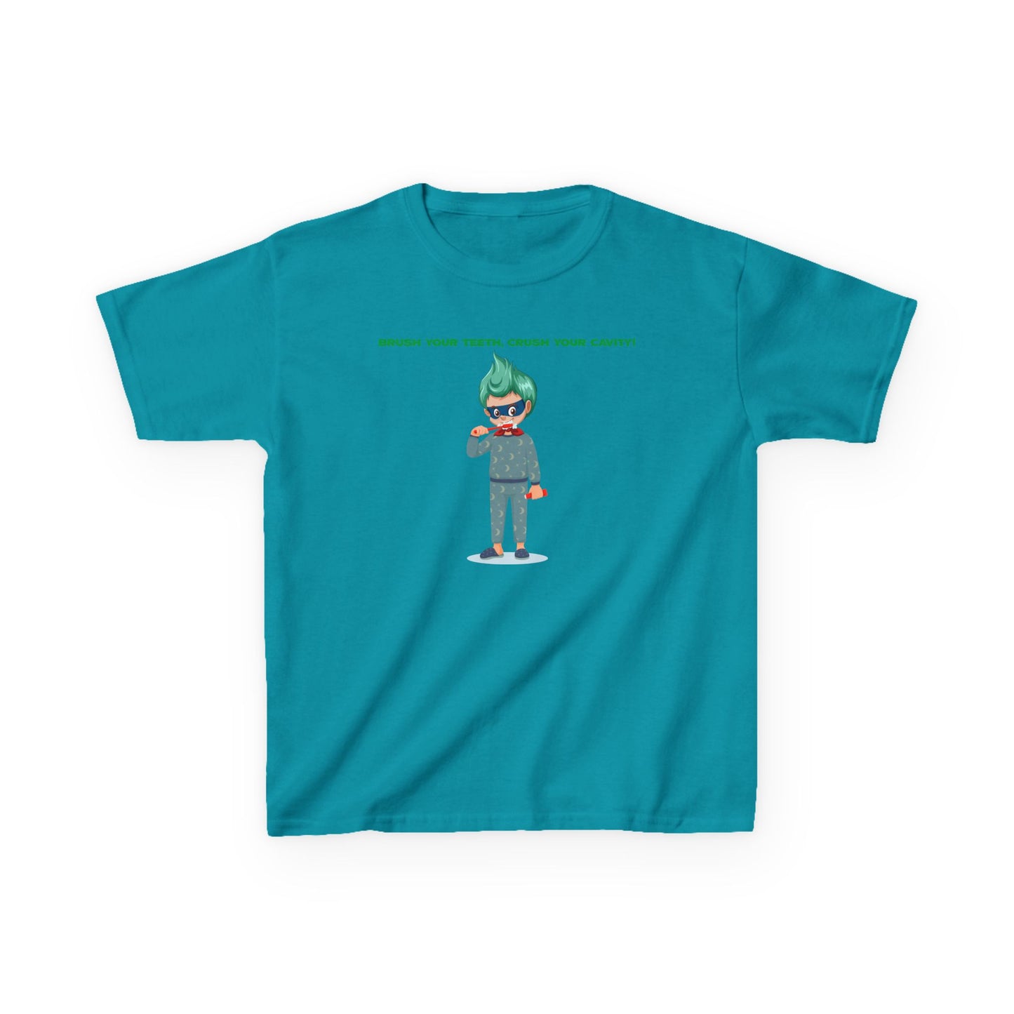 Kids Heavy Cotton™ Tee - Super kiddo brushing teeth - [[{"value":"Wonderwear Kid"}]]