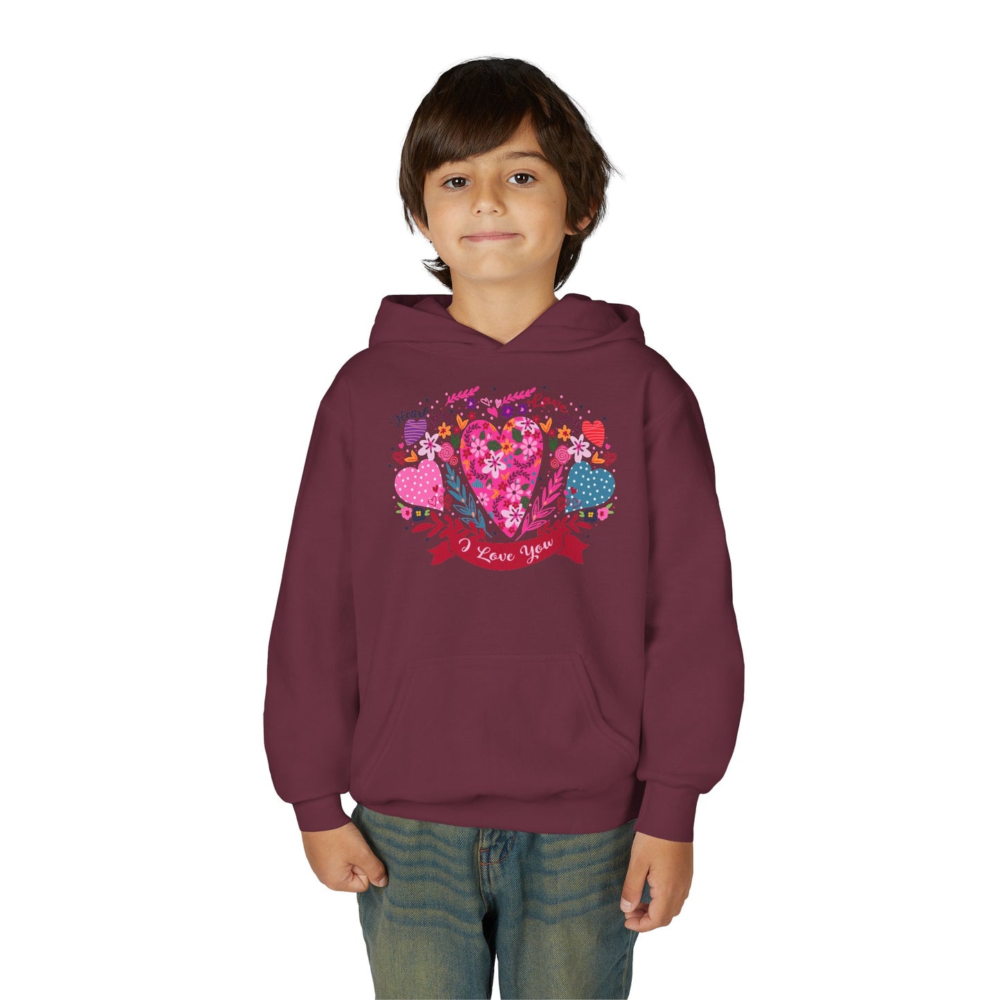 Youth Heavy Blend Hooded Sweatshirt - I love you