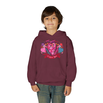 Youth Heavy Blend Hooded Sweatshirt - I love you Printify