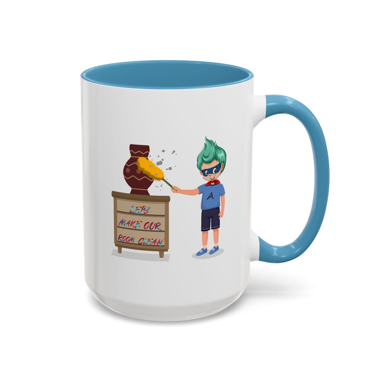 Accent Coffee Mug - Super kiddo cleaning a vase