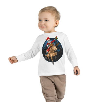 Toddler Long Sleeve Tee - Super kiddo riding a reindeer - [[{"value":"Wonderwear Kid"}]]
