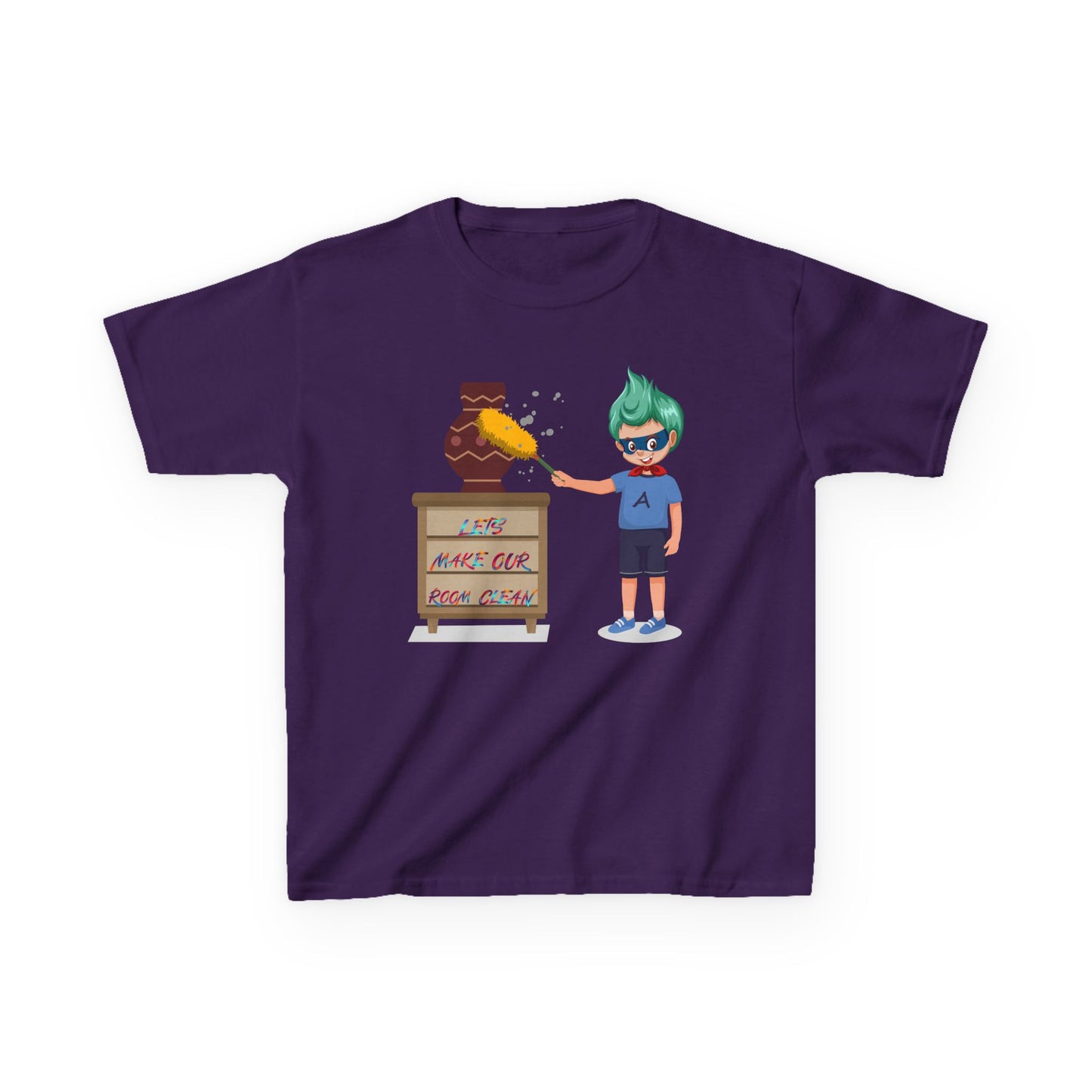 Kids Heavy Cotton™ Tee - Super kiddo cleaning a vase - [[{"value":"Wonderwear Kid"}]]