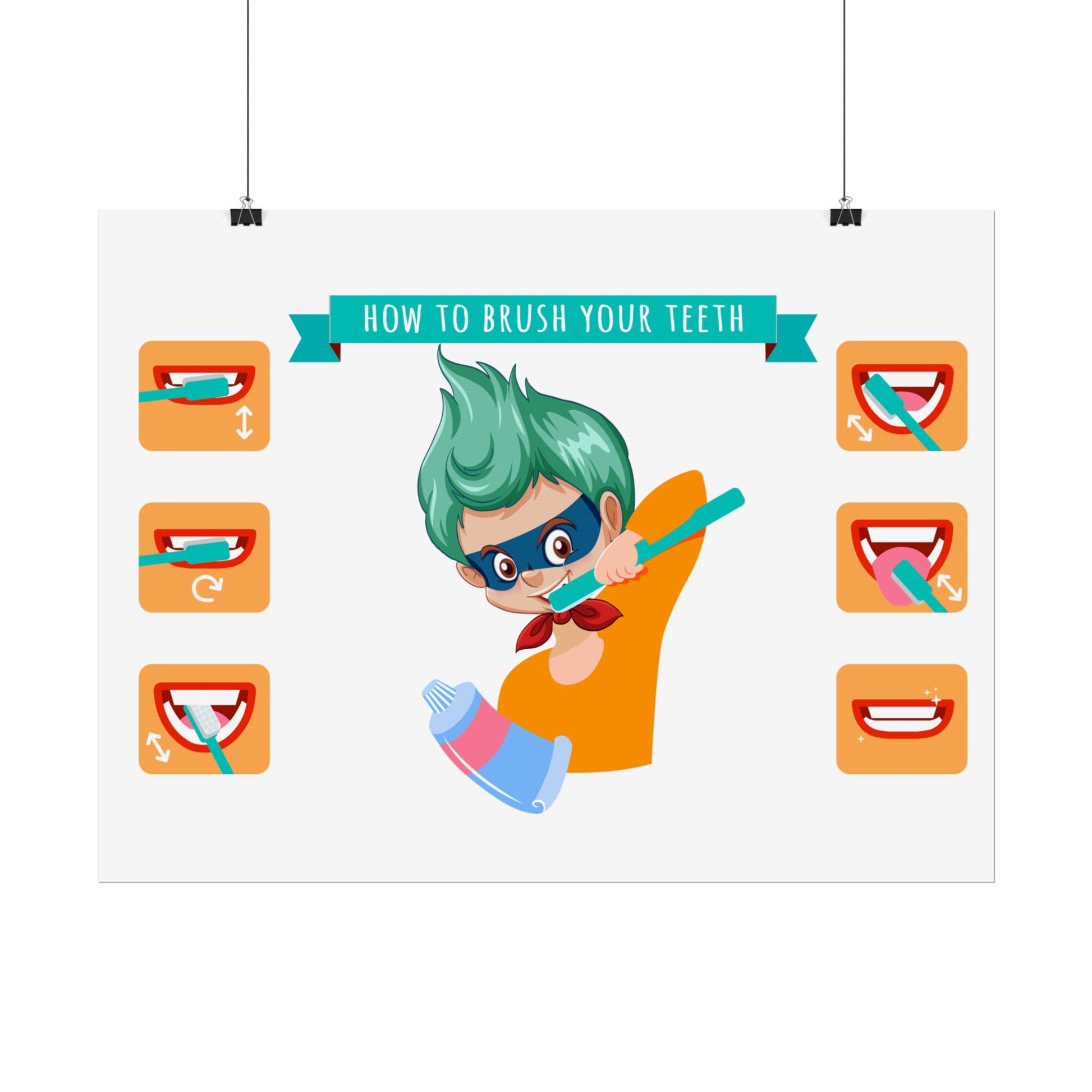 Rolled Posters - Super kiddo how to brush teeth - [[{"value":"Wonderwear Kid"}]]