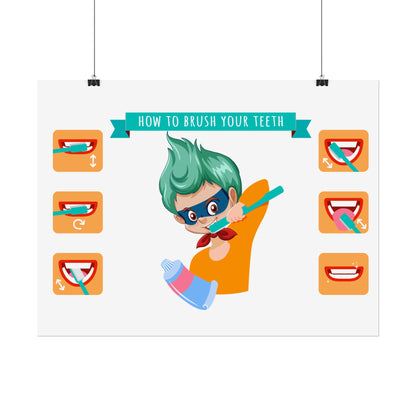Rolled Posters - Super kiddo how to brush teeth - [[{"value":"Wonderwear Kid"}]]