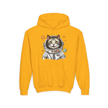 Youth Heavy Blend Hooded Sweatshirt - Astronaut cat Printify