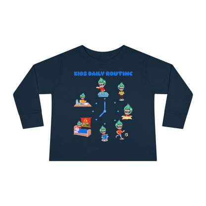 Toddler Long Sleeve Tee - Super kiddo daily routine - [[{"value":"Wonderwear Kid"}]]