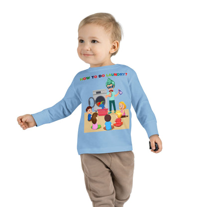 Toddler Long Sleeve Tee - super kiddo teaching laundry - [[{"value":"Wonderwear Kid"}]]