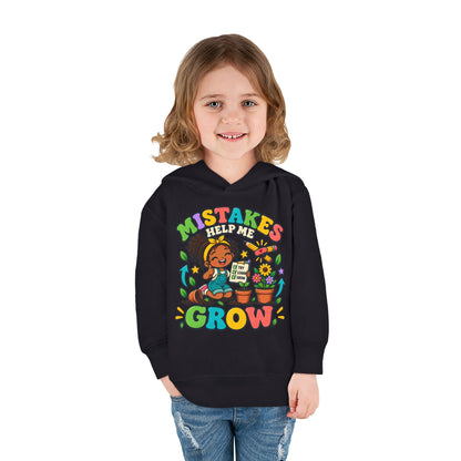 Toddler Hoodie — "Mistakes Help Me Grow" Cute Plant Pot Positive Growth Pullover