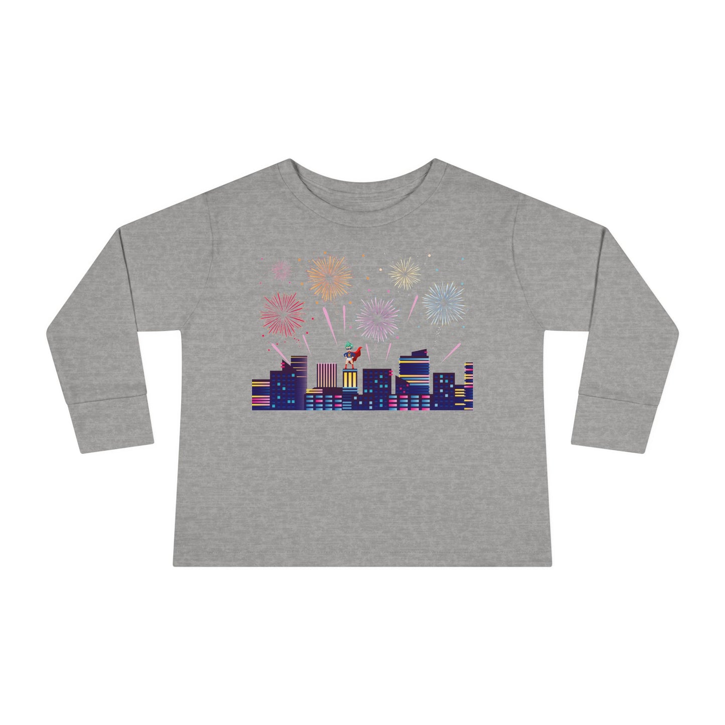 Toddler Long Sleeve Tee - Super kiddo with fireworks - [[{"value":"Wonderwear Kid"}]]