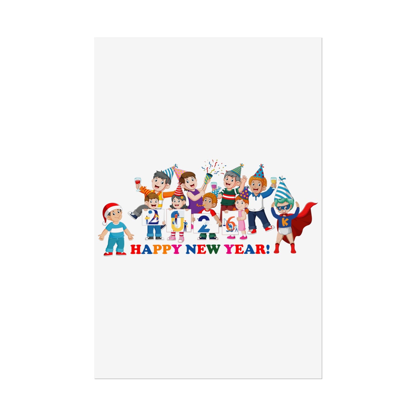 Rolled Posters - Happy new year from super kiddo - [[{"value":"Wonderwear Kid"}]]
