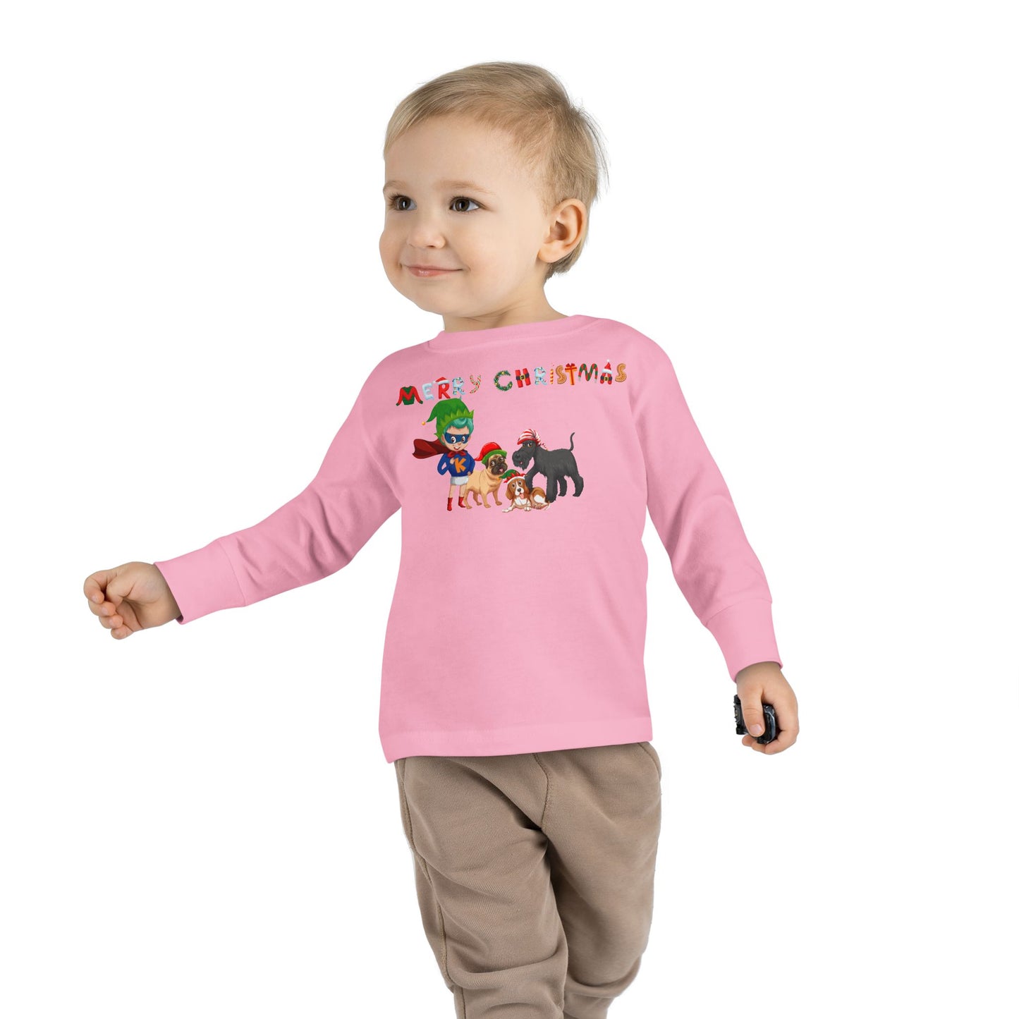 Toddler Long Sleeve Tee - Super kiddo woith pet friends - [[{"value":"Wonderwear Kid"}]]