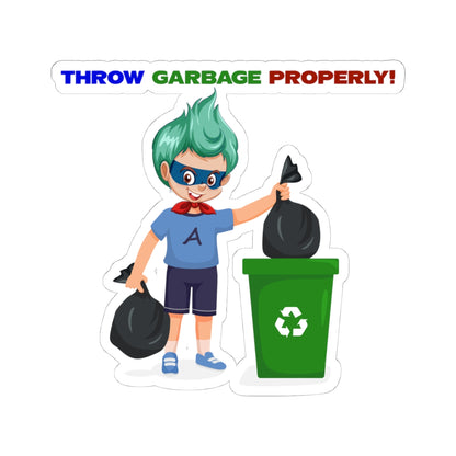 Kiss-Cut Stickers - Super kiddo taking trash out - [[{"value":"Wonderwear Kid"}]]