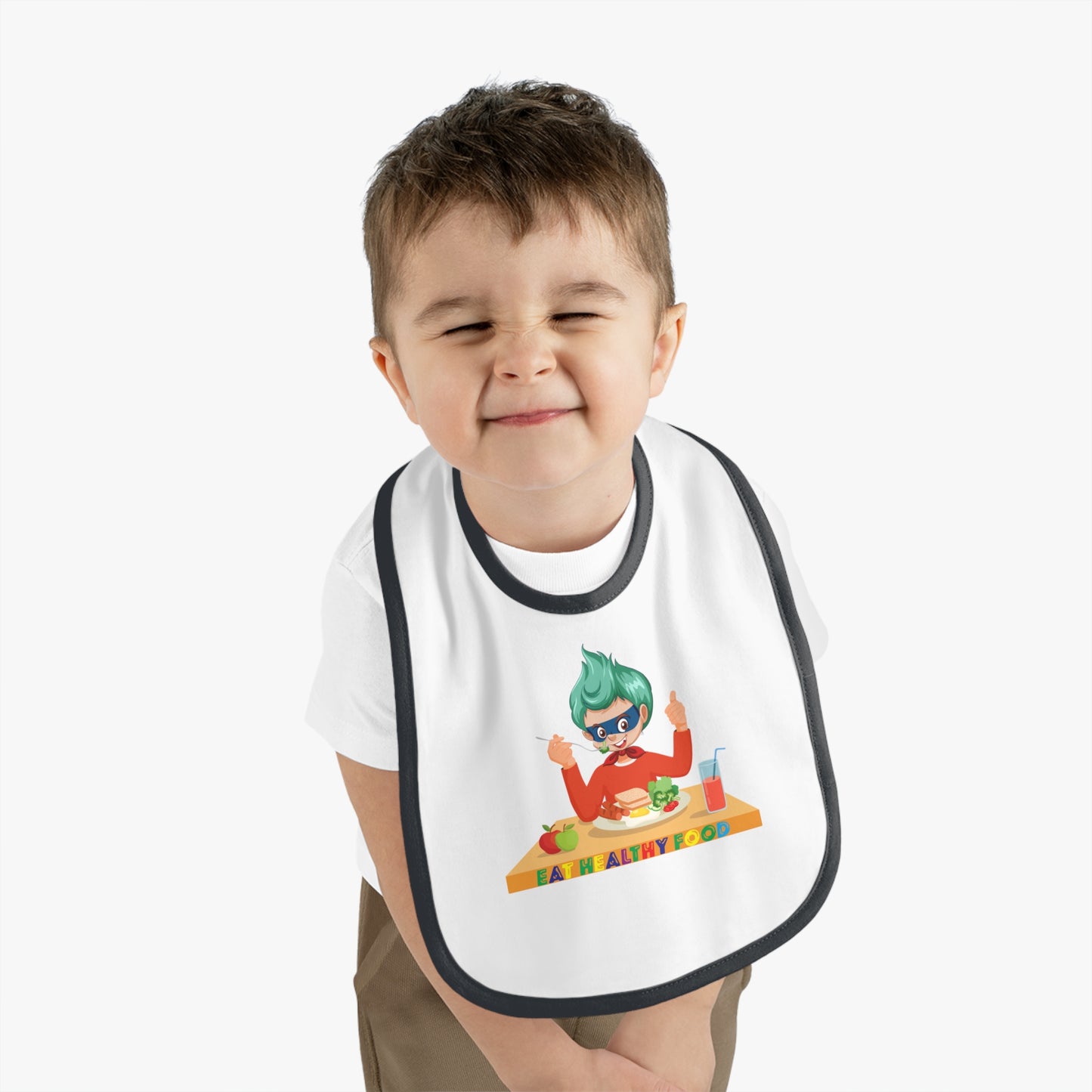 Baby Bib - Super kiddo eating healthy breafast