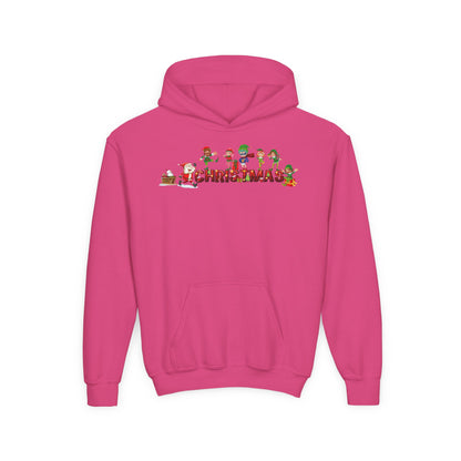 Youth Heavy Blend Hooded Sweatshirt - Christmas with santa claus and friends - [[{"value":"Wonderwear Kid"}]]