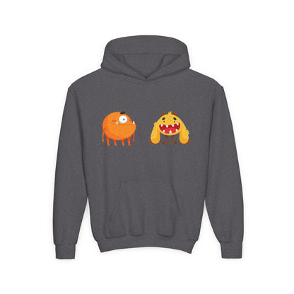 Youth Heavy Blend Hooded Sweatshirt - Toothy monsters.png Printify