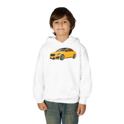 Youth Heavy Blend Hooded Sweatshirt - Yellow car Printify