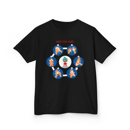 Kids Heavy Cotton™ Tee - Super kiddo teaching how to wash hands - [[{"value":"Wonderwear Kid"}]]