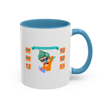 Accent Coffee Mug - Super kiddo how to brush teeth - [[{"value":"Wonderwear Kid"}]]