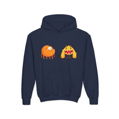 Youth Heavy Blend Hooded Sweatshirt - Toothy monsters.png Printify