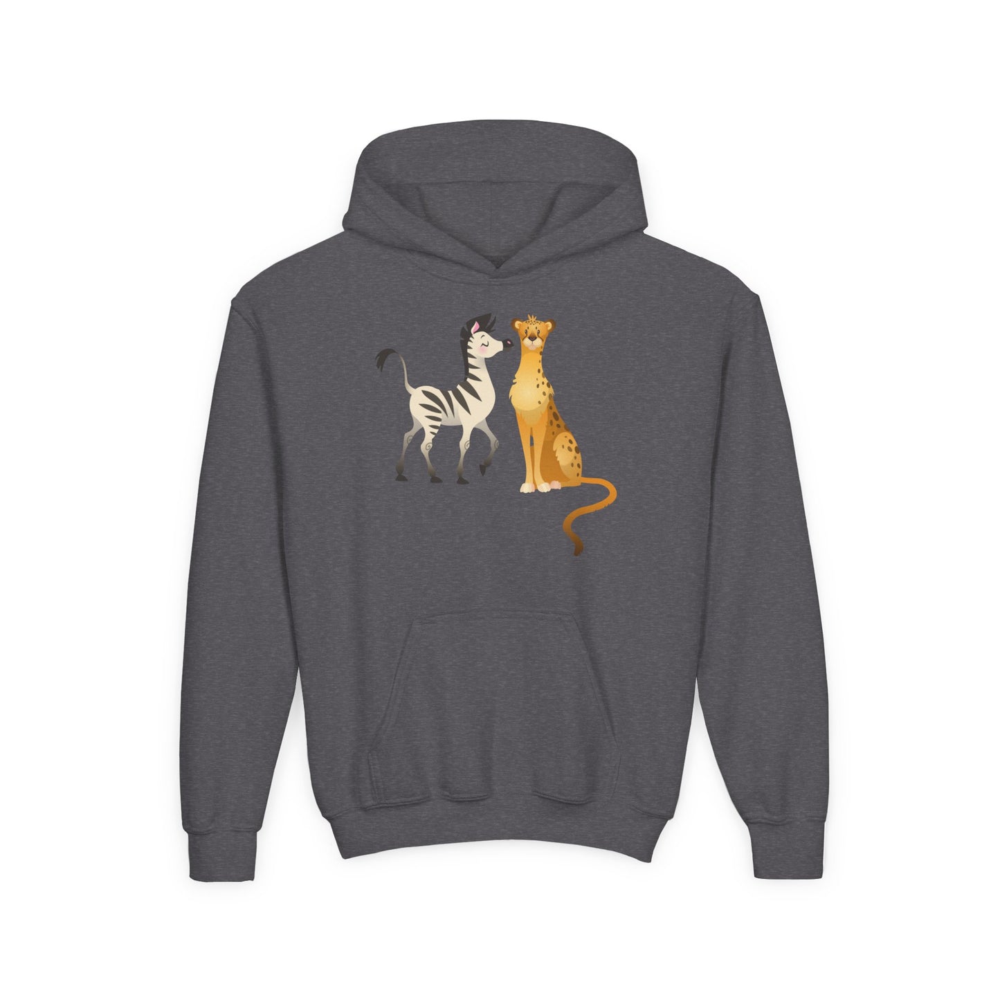Youth Heavy Blend Hooded Sweatshirt - The zebra and tiger