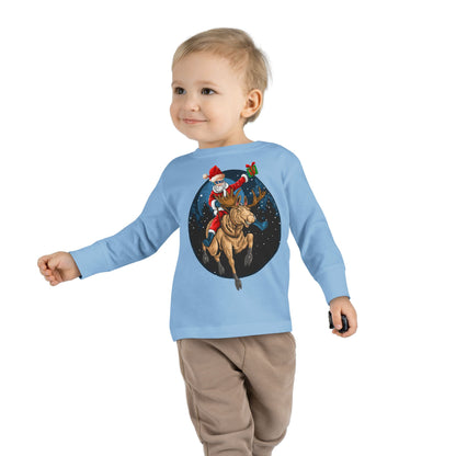 Toddler Long Sleeve Tee - Super kiddo riding a reindeer - [[{"value":"Wonderwear Kid"}]]