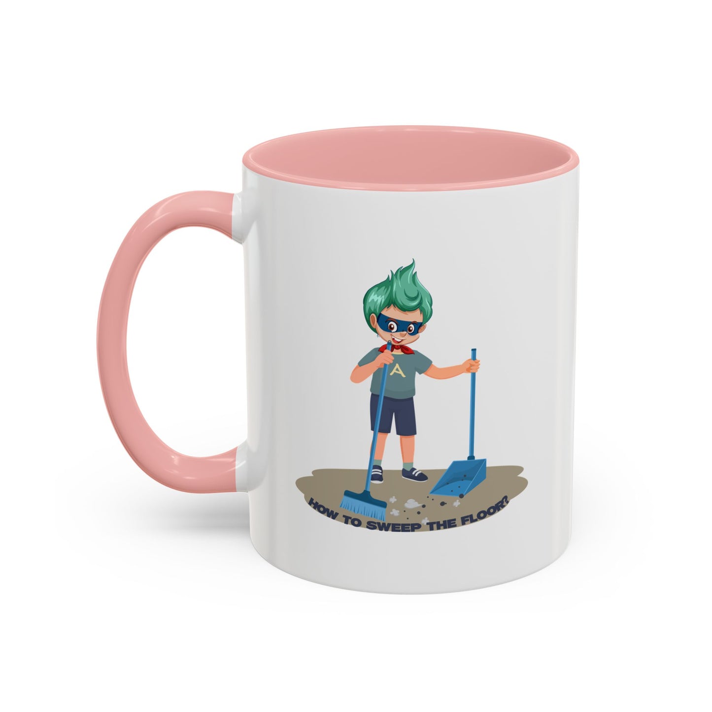 Accent Coffee Mug - Super kiddo sweeping floor