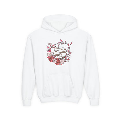 Youth Heavy Blend Hooded Sweatshirt - Panda and Cat love Printify