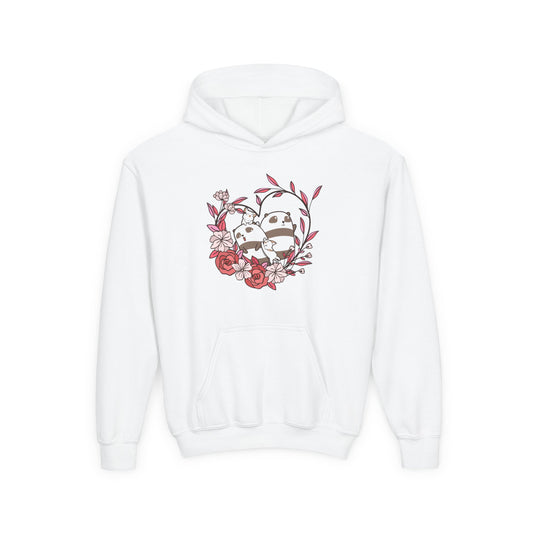 Youth Heavy Blend Hooded Sweatshirt - Panda and cat love