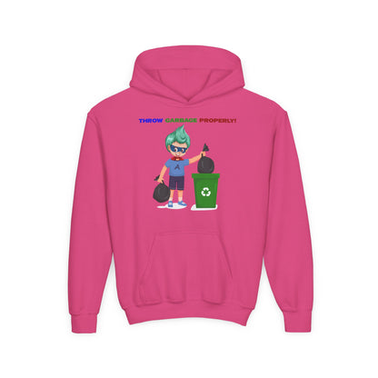 Youth Heavy Blend Hooded Sweatshirt - Super kiddo taking trash out - [[{"value":"Wonderwear Kid"}]]