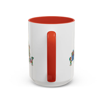 Accent Coffee Mug - Super kiddo putting gifts on christmas tree - [[{"value":"Wonderwear Kid"}]]