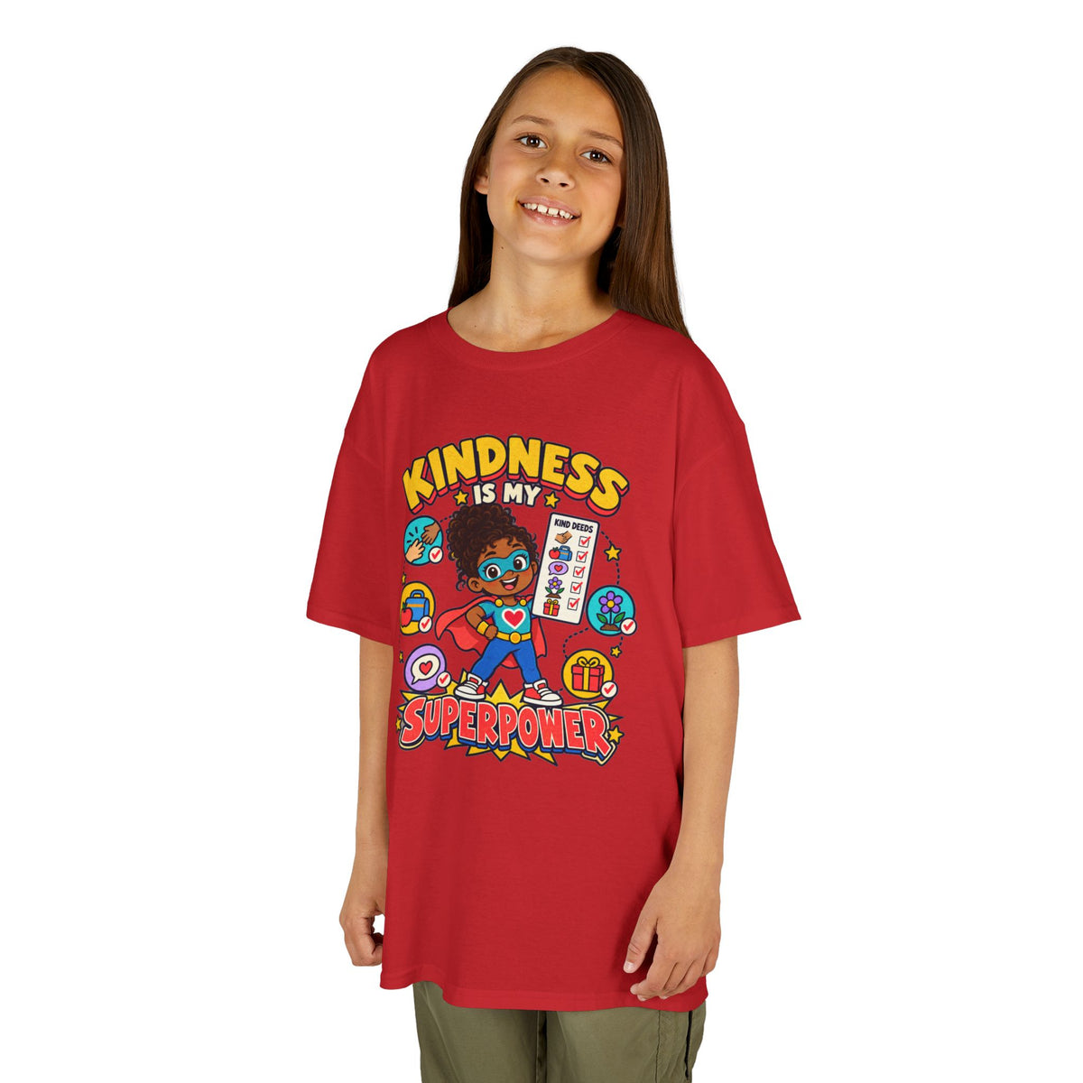 Kids Heavy Cotton™ Tee - Kindness Is My Superpower