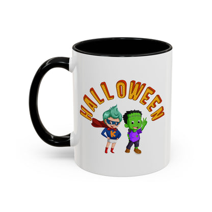Accent Coffee Mug - Holloween with super kiddo Printify