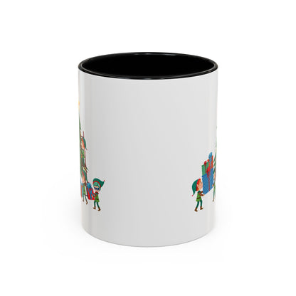 Accent Coffee Mug - Super kiddo putting gifts on christmas tree - [[{"value":"Wonderwear Kid"}]]