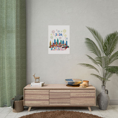 Rolled Posters - Happy new year with fireworks - [[{"value":"Wonderwear Kid"}]]