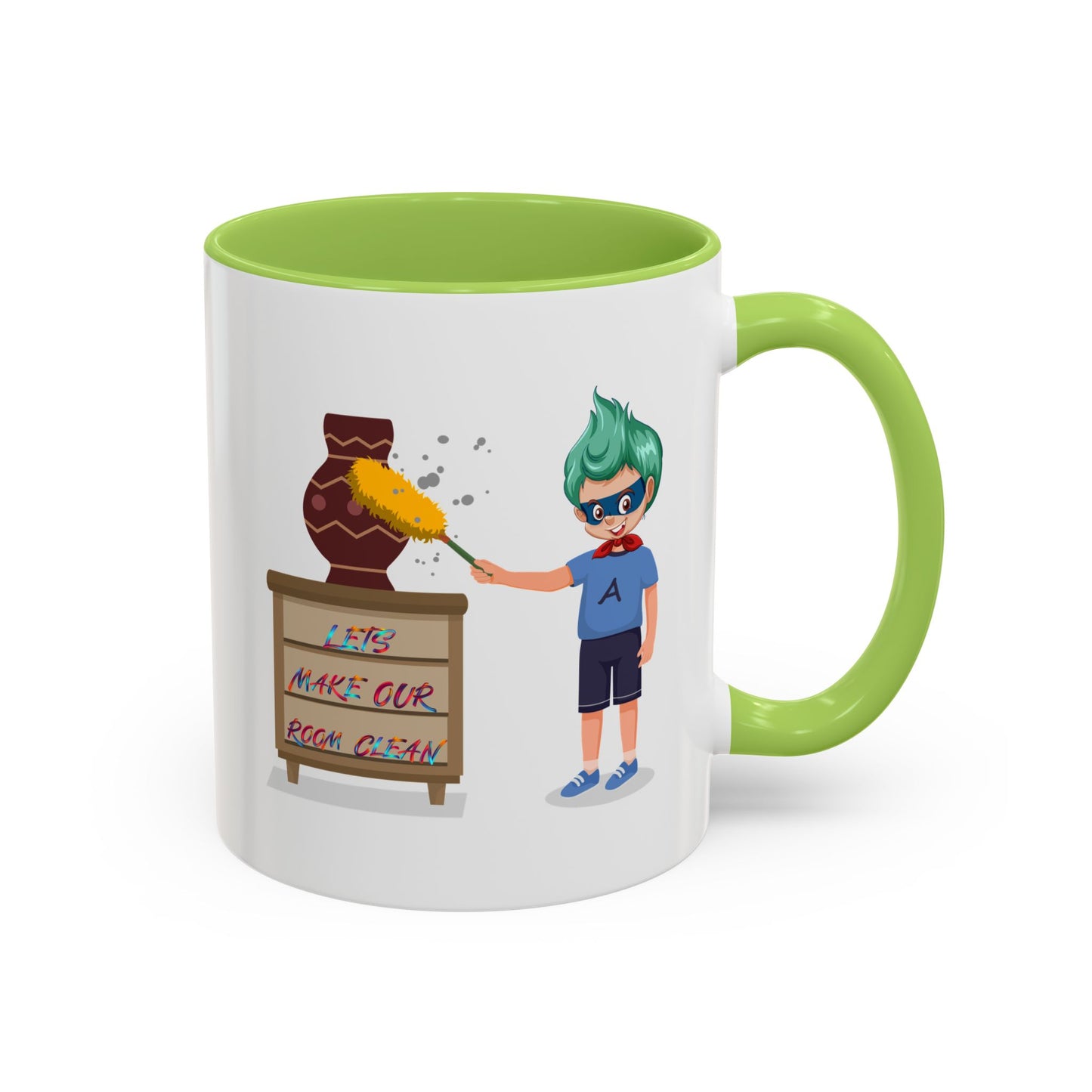 Accent Coffee Mug - Super kiddo cleaning a vase