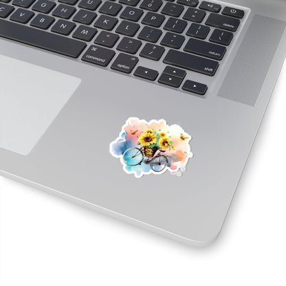 Kiss-Cut Stickers - Flower Bicycle Printify