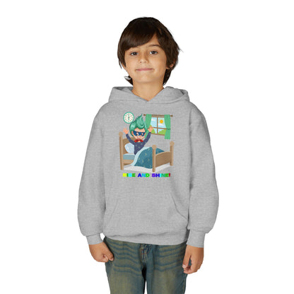 Youth Heavy Blend Hooded Sweatshirt - Super kiddo teaches us to wake up early - [[{"value":"Wonderwear Kid"}]]