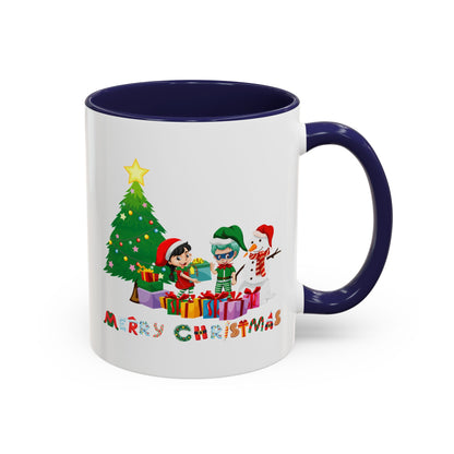 Accent Coffee Mug - Super kiddo preparing gifts - [[{"value":"Wonderwear Kid"}]]