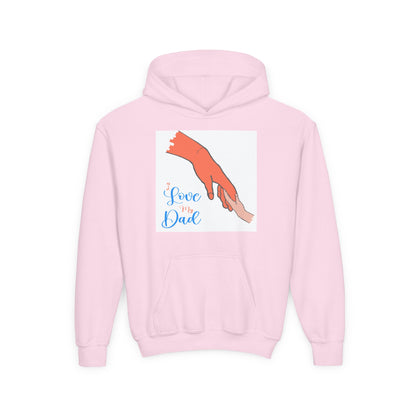 Youth Heavy Blend Hooded Sweatshirt -  Child and dad holding hands Printify