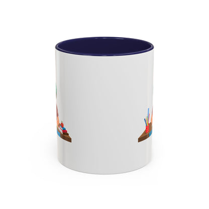 Accent Coffee Mug - Super kiddo studying - [[{"value":"Wonderwear Kid"}]]