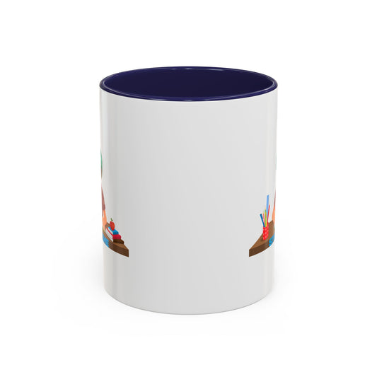 Accent Coffee Mug - Super kiddo studying - [[{"value":"Wonderwear Kid"}]]