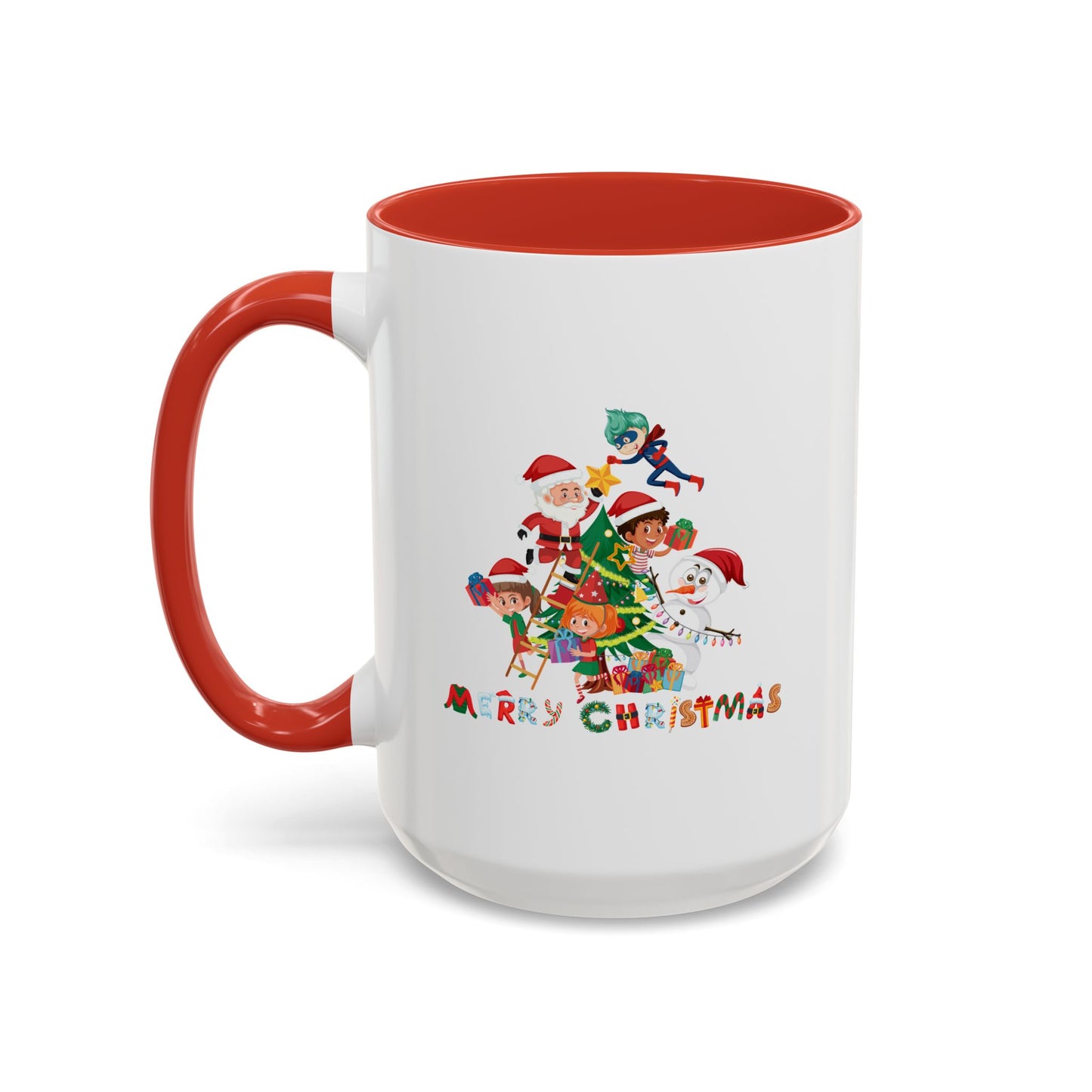 Accent Coffee Mug - Super kiddo making christmas tree with text