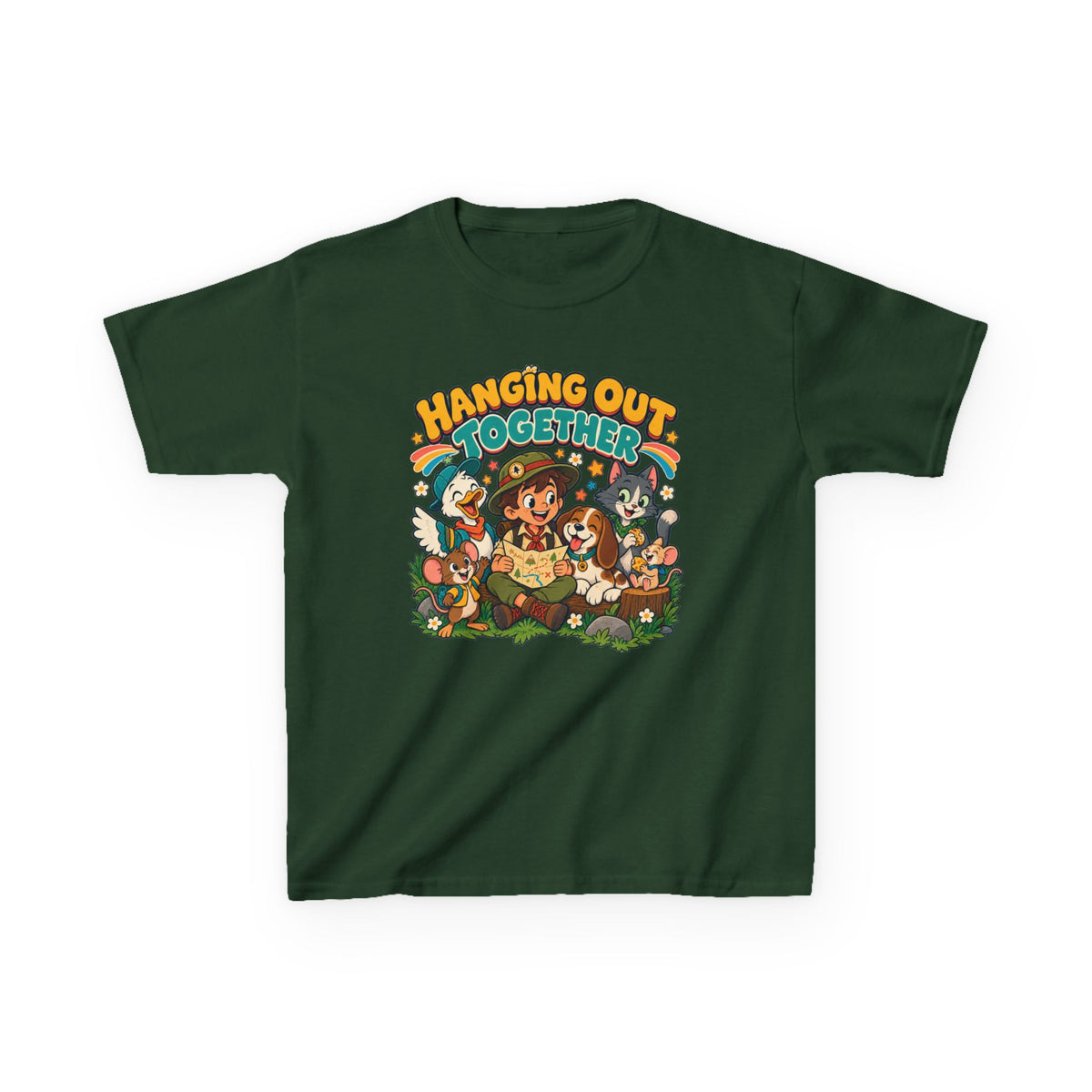 Kids Heavy Cotton™ Tee - Retro Friends Hanging Out Together