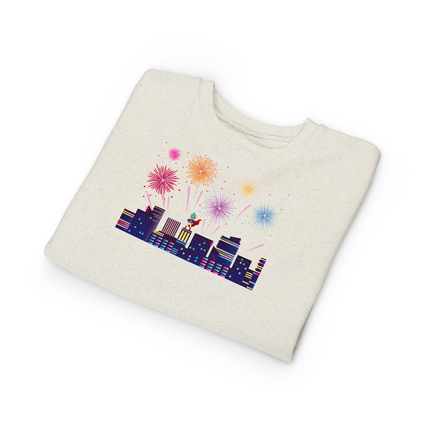 Toddler Sweatshirt - Super kiddo with fireworks - [[{"value":"Wonderwear Kid"}]]