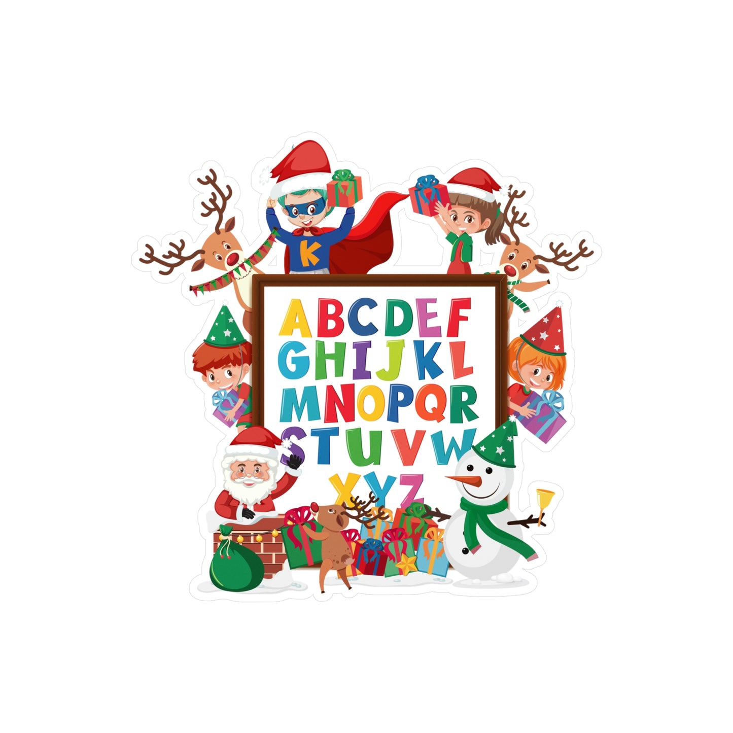 Christmas Kiss-Cut Vinyl Decals – Christmas alphabet with super kiddo