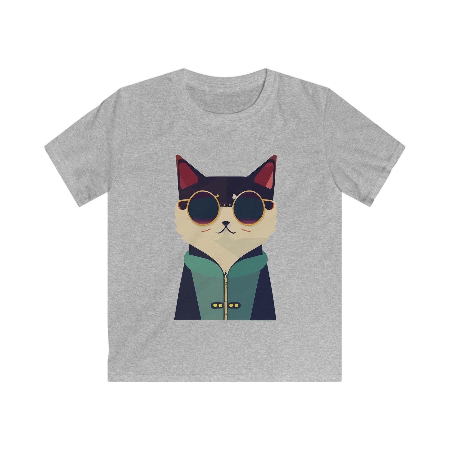 Kids Heavy Cotton Tee - Cool Cat ,Funny Cat Shirt