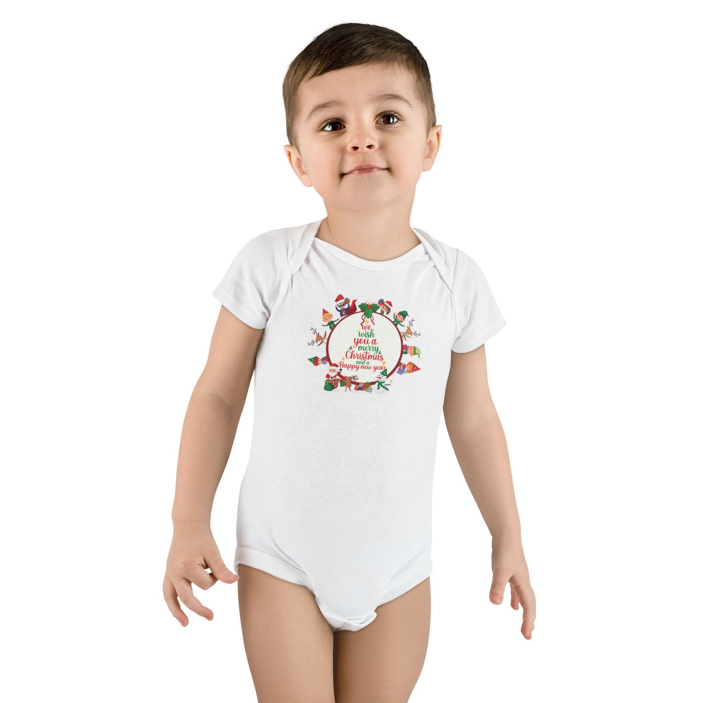 Baby Short Sleeve Onesie - We wish you a merry christmas