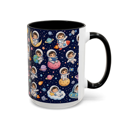 Accent Coffee Mug  (11/15 oz) - Kawaii Astronauts in a Starry Space Adventure