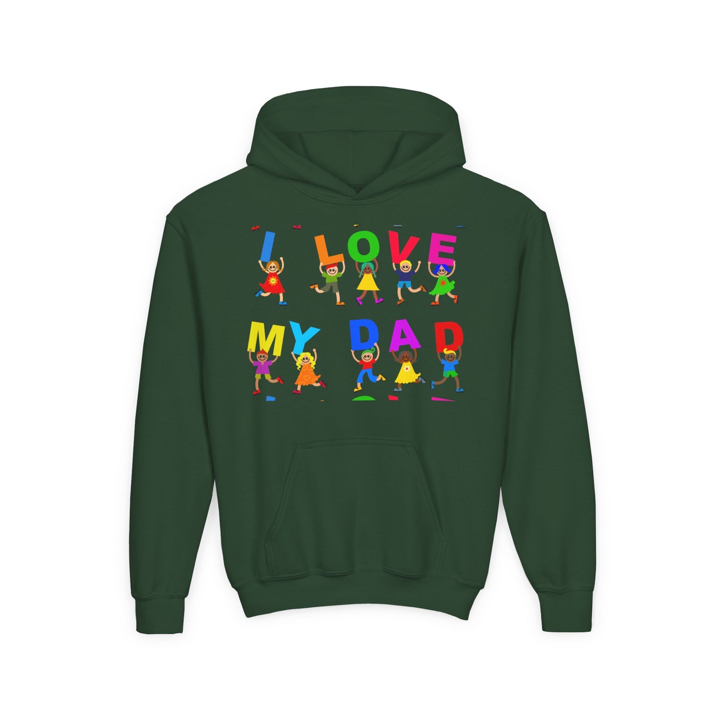 Youth Heavy Blend Hooded Sweatshirt - Kids showing i love my Dad