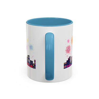 Accent Coffee Mug - Super kiddo with fireworks with text - [[{"value":"Wonderwear Kid"}]]